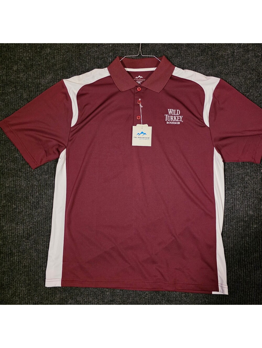Tri-Mountain Performance Wild Turkey Bourbon Maroon Polo Shirt Large